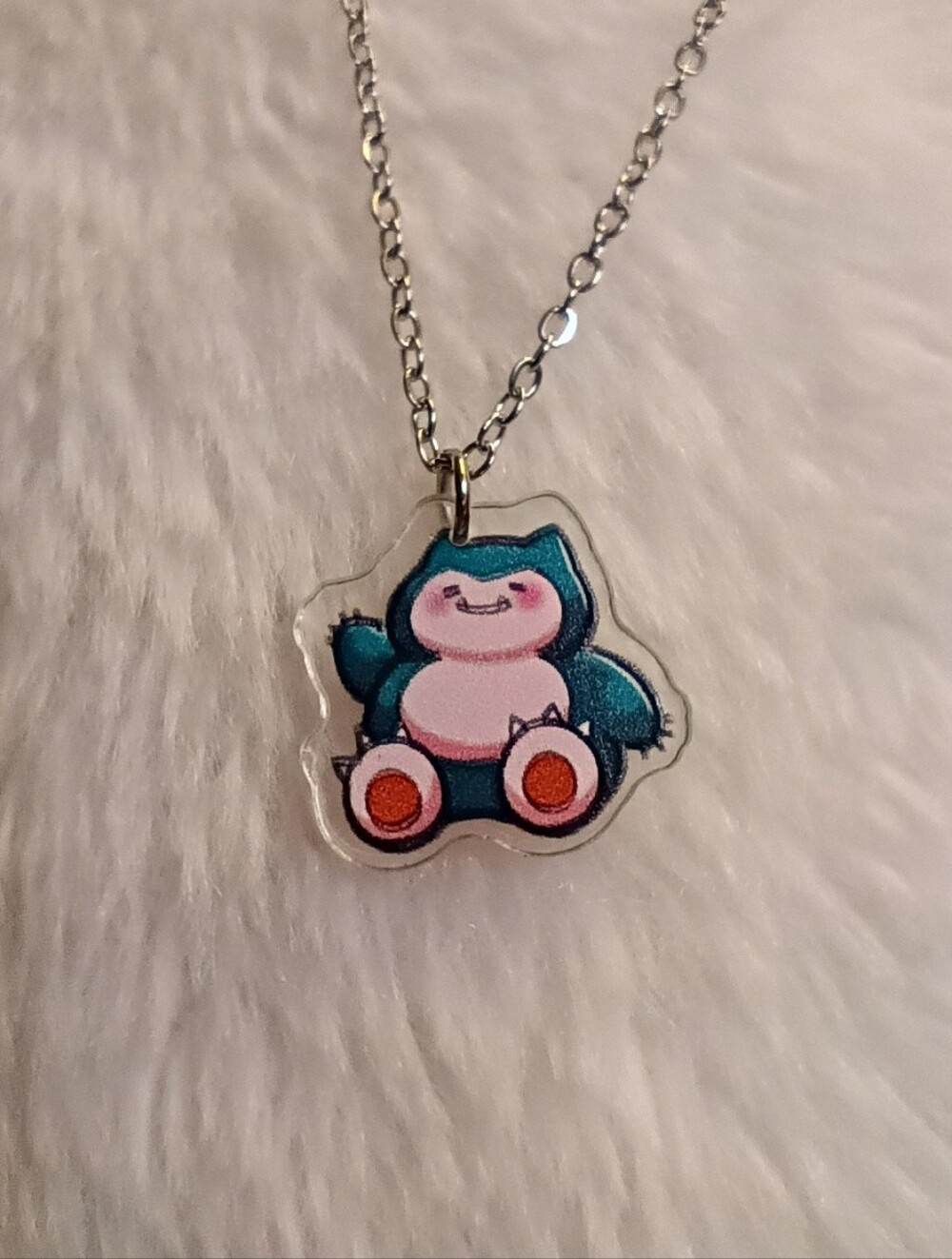 Cute Snorlax Acrylic Stainless Steel Necklace